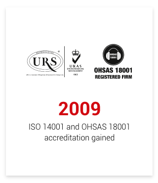 2009 - ISO 14001 and OHSAS 18001 Accreditation Gained