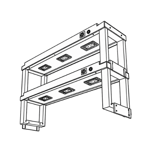 1200 mm Hot Cupboard Stackable Heated Gantry - View of heat lamps per gantry